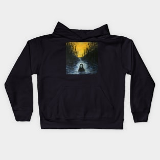 Ghostly Woman Drowning art brut style Kids Hoodie